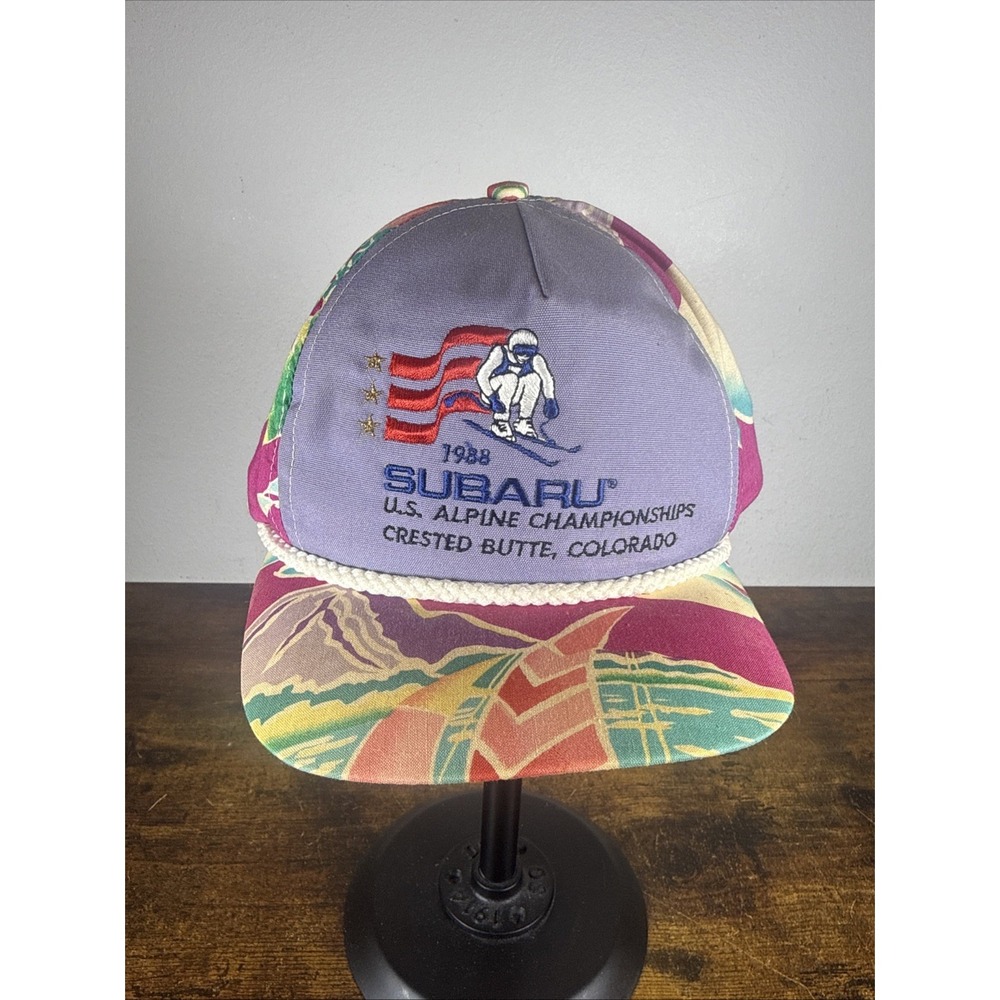 Vintage 1988 Subaru Alpine Championship Hat Crested Butte Tropical Corded Terry